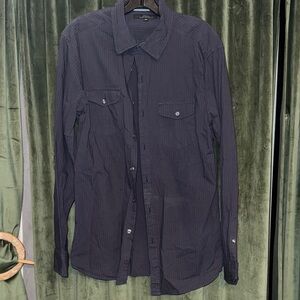 Marc Anthony Dark Blue Casual Button Down Shirt
